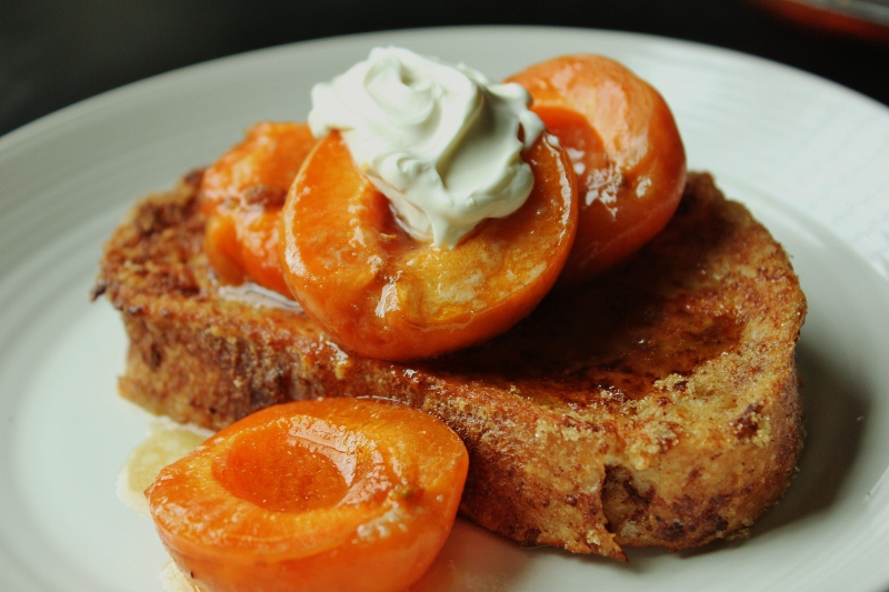 Gingerbread French Toast with Roast Apricots