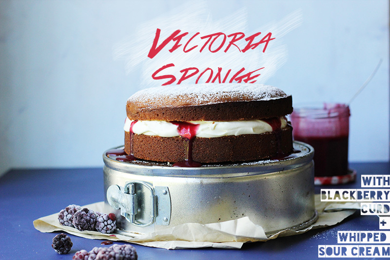 Victoria Sponge with Blackberry Curd | The Sugar Hit