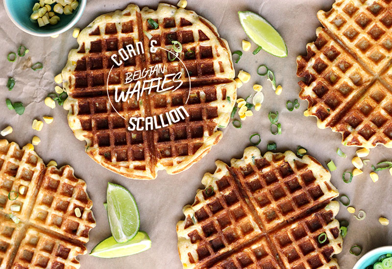 Corn and Scallion Belgian Waffles | The Sugar Hit