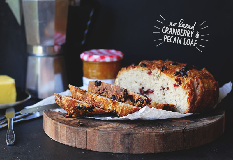 No Knead Cranberry Pecan Loaf | The Sugar Hit