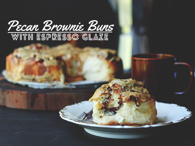 Pecan Brownie Buns with Espresso Glaze | The Sugar Hit