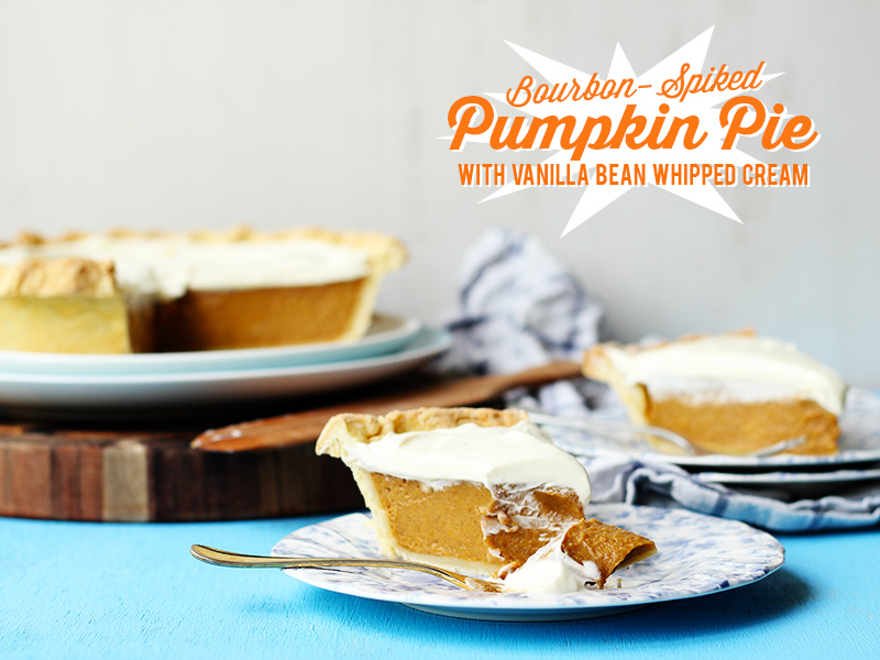 Bourbon Spiked Pumpkin Pie with Vanilla Bean Whipped Cream | The Sugar Hit