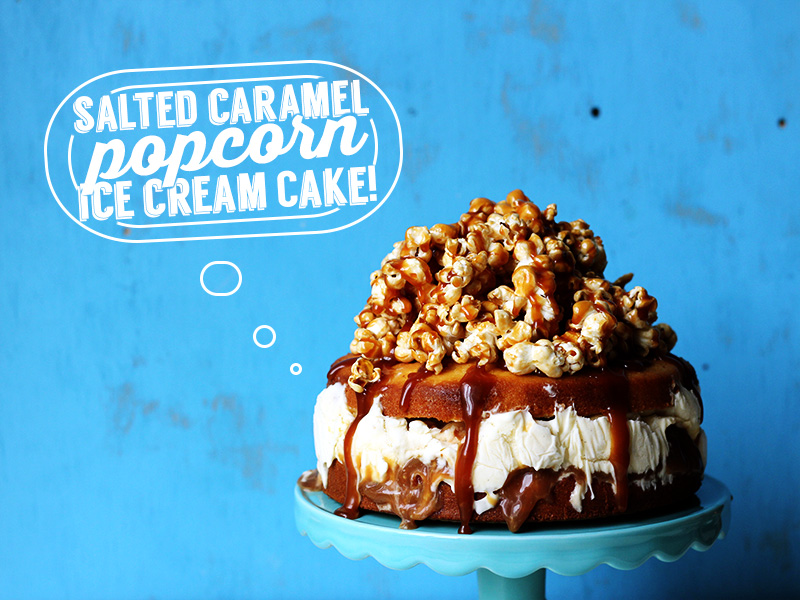 Salted Caramel Popcorn Ice Cream Cake | The Sugar Hit