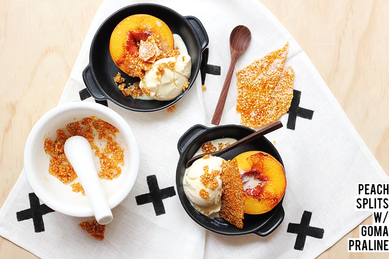 Peach Splits with Goma Praline // The Sugar Hit