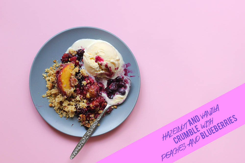 Hazelnut & Vanilla Crumble with Peaches and Blueberries // The Sugar Hit