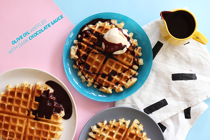 Olive Oil Waffles with Dark Chocolate Sauce // The Sugar Hit