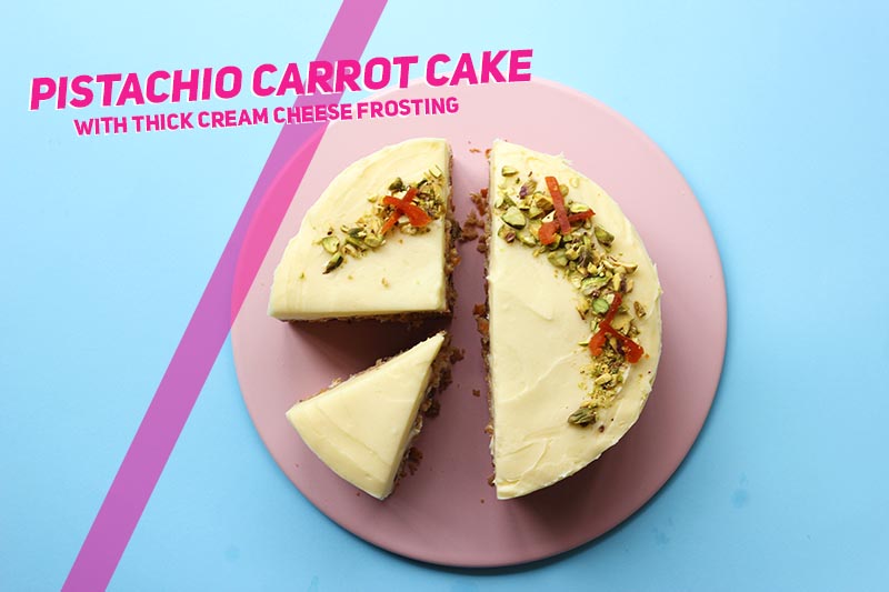 Pistachio Carrot Cake with Thick Cream Cheese Frosting // The Sugar Hit