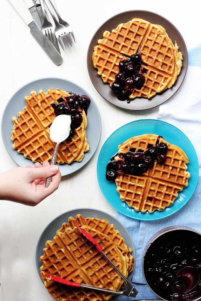 Beer Waffles with Maple Cherry Compote & Hello 2015! The Sugar Hit