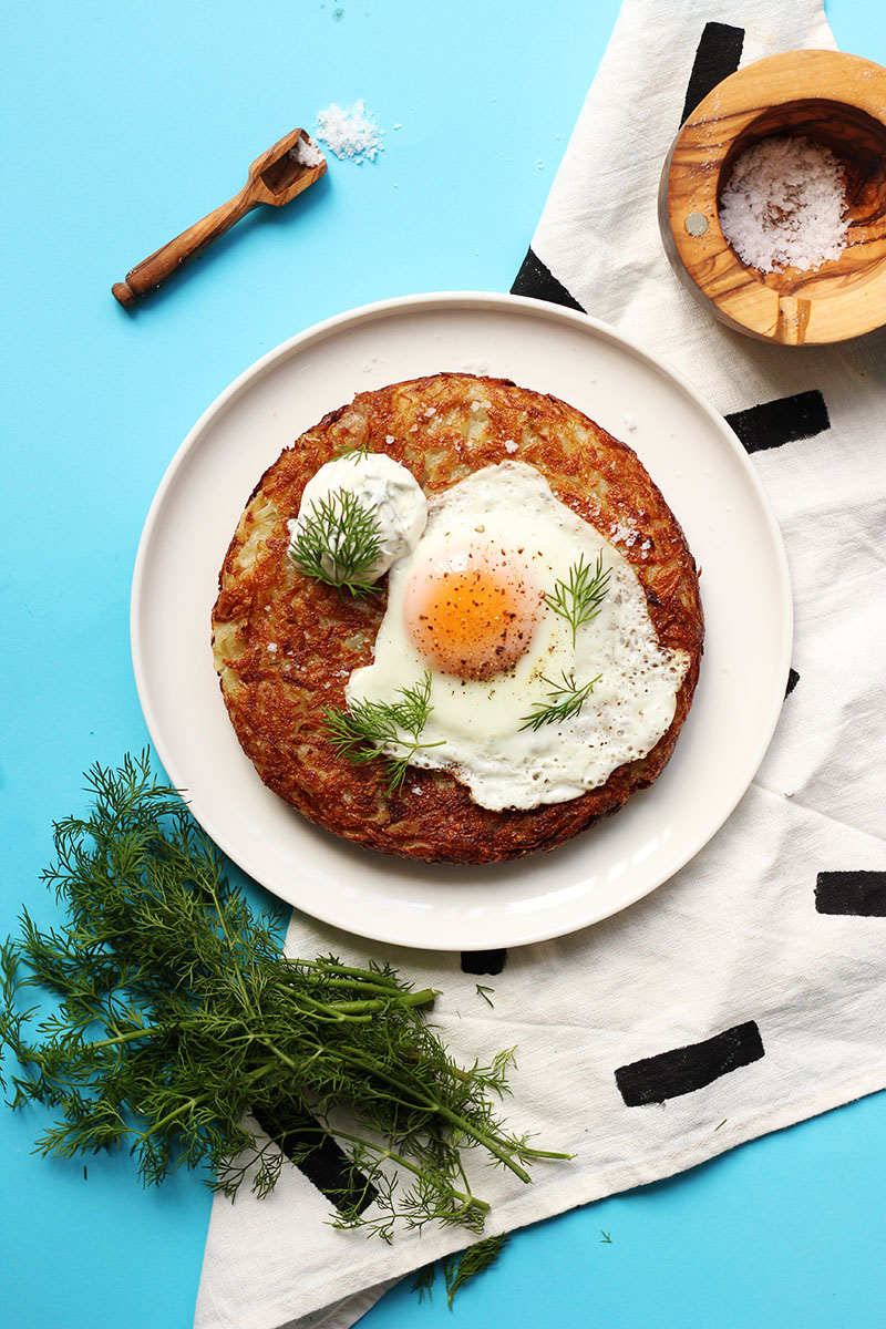 Huge Potato Rösti with Dill Yoghurt and a Fried Egg // The Sugar Hit