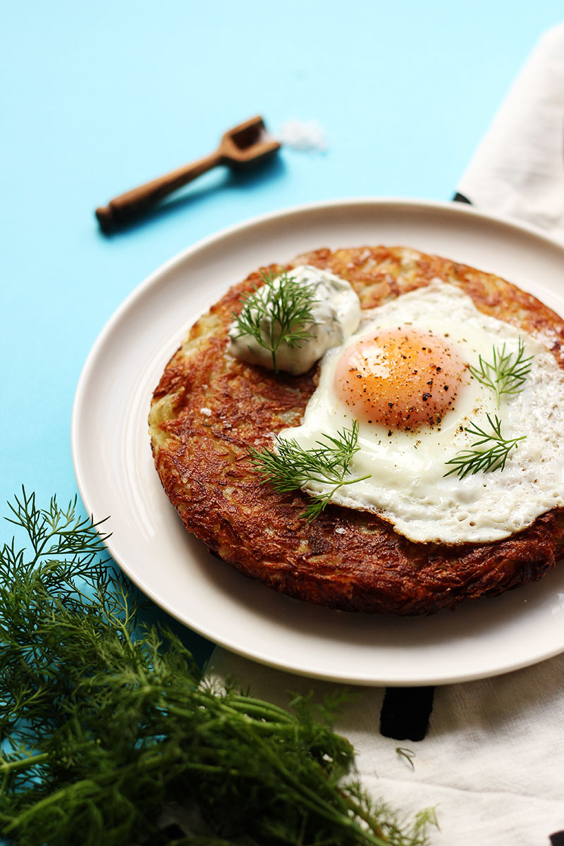 Huge Potato Rösti with Dill Yoghurt and a Fried Egg // The Sugar Hit