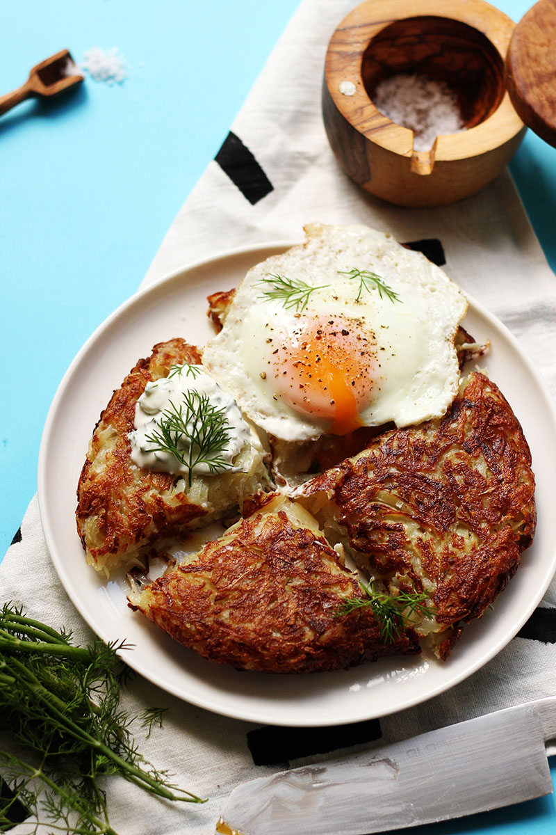 Huge Potato Rösti with Dill Yoghurt and a Fried Egg // The Sugar Hit