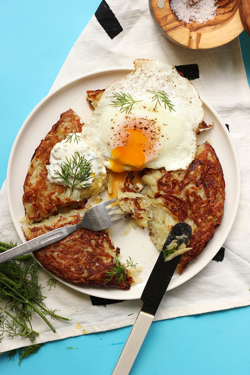 Huge Potato Rösti with Dill Yoghurt and a Fried Egg // The Sugar Hit