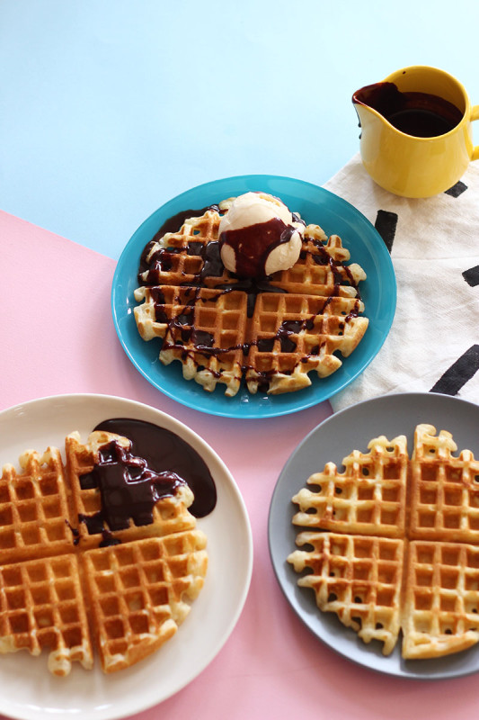 Olive Oil Waffles with Dark Chocolate Sauce The Sugar Hit