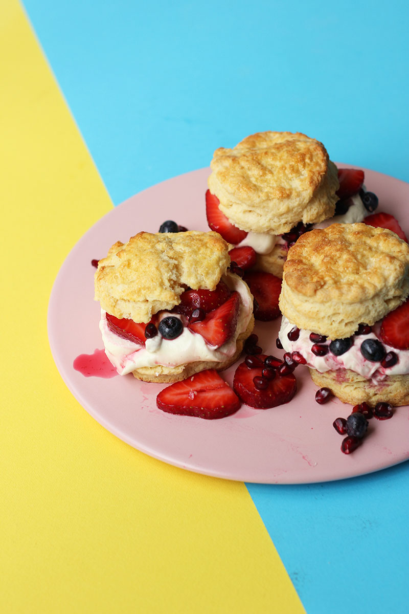 Whipped Yoghurt Shortcakes with Strawberry Blueberry & Pomegranate // The Sugar Hit